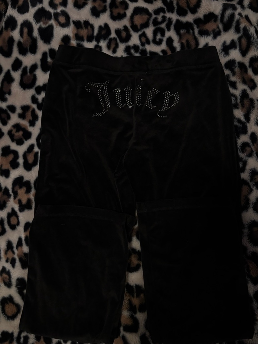Juicy Couture Black Velour Pants with Rhinestone Logo